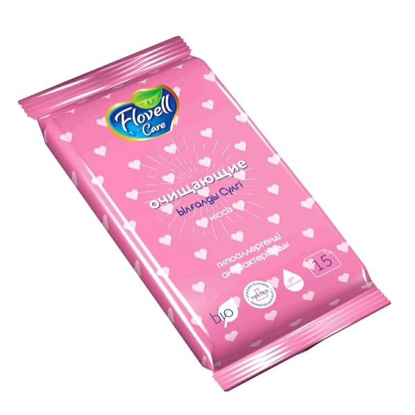 Салфетки влажные flovell care без запаха 15 штук