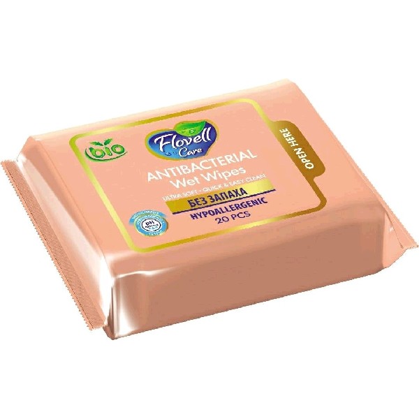 Салфетки влажные flovell care без запаха 20 штук