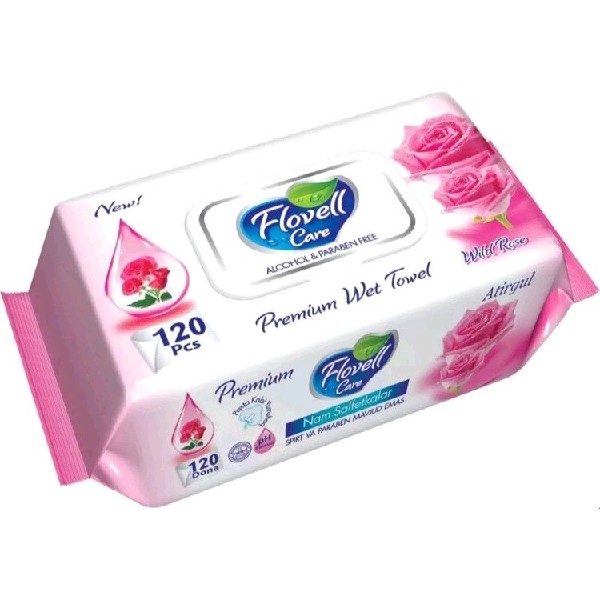Салфетки влажные flovell care wild rose 120 штук