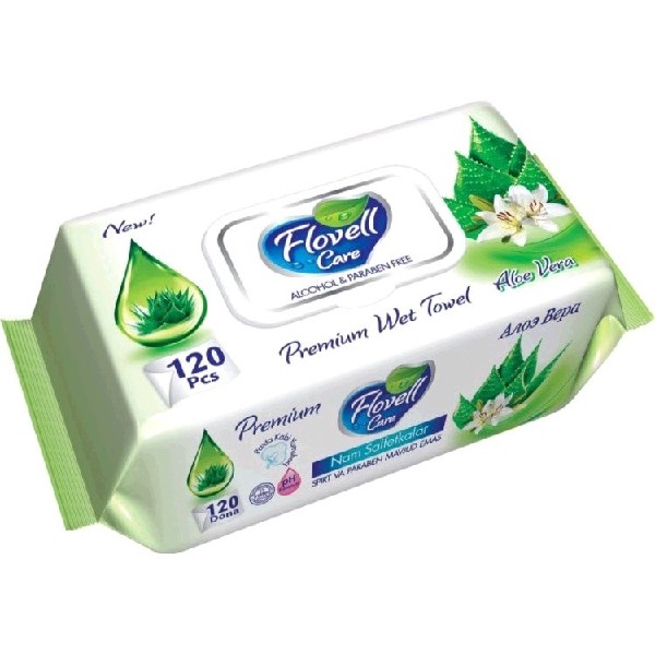 Салфетки влажные flovell care aloe vera 120 штук