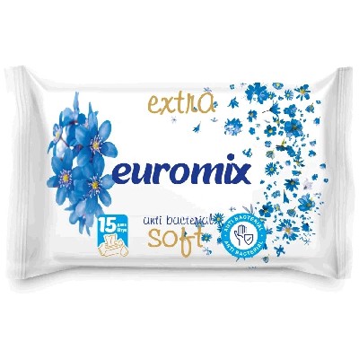 Салфетки антибактериальные 15 шт 1/120 euromix